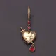 Boucles d'oreilles pendantes en cristal épée de coeur unique pour femmes or et rouge cadeau