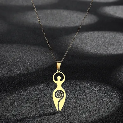 LUTAKU-Collier pendentif de déesse en spirale en acier inoxydable pour femme Wiccan Pprédéterminée