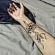 Autocollant de tatouage temporaire imperméable au henné style Mehndi noir blanc grande fleur