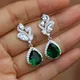 Huretailers-Boucles d'oreilles pendantes pour femmes avec larme verte cubique bijoux fantaisie