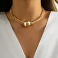 Collier ras du cou Punk avec pendentif en boule pour femmes chaînes épaisses Hip Hop court et