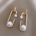 Boucles d'oreilles perle carrée géométrique pour femmes épingle pendante mode coréenne bijoux