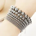 Bracelet élastique en acier inoxydable étanche pour femme bijoux fantaisie boule en métal