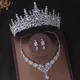 Magnifique Ensemble de Bijoux de Mariée en Cristal Argenté pour Femme Comprend un Diadème Boucles