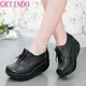 GKTINOO-Chaussures à plateforme en cuir véritable pour femmes compensées noires décontractées à