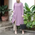 ZANZEA – longue Blouse à manches longues pour femmes vêtements islamiques mode boutons vers le