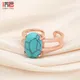 SHENJIANG-Bagues ovales en forme d'oeuf pour femme bijoux fins turquoise synthétique or rose