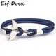 Eif Dock – Bracelet ancre queue de requin pour hommes et femmes corde en Nylon bleu foncé chaîne