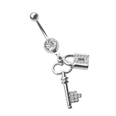 Bauchnabelpiercing ADELIA´S "Piercing Piercing Bauchnabelpiercing", Damen, transparent (klar), Chirurgiestahl, modisch, Piercings, 316l Stahl Banane - mit Schloss Schlüssel und Zirkonia