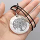 Pendentif en Coquillage Rond Naturel pour Femme Collier Arbre de Vie en Nacre avec Corde en Cuir