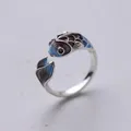 Bague poisson Koi chanceux exquis pour femme document en argent mignon animal lapin matiques