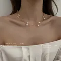Collier ras du cou en perles pour femmes élégant Double couche chaîne de clavicule Sexy mode