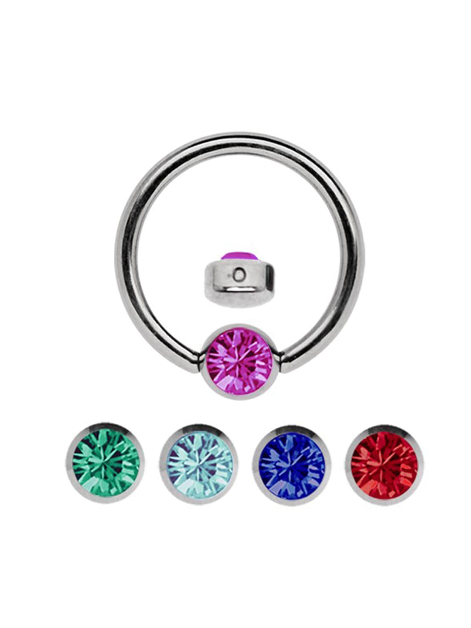 Nasenpiercing ADELIA´S "Piercing Piercing Nasenpiercing", Damen, Gr. 11, bunt, Titan, Piercings, Titan Set - Ring mit + 5 Wechsel Klemmplatten mit bunten Steinen Image