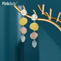 Pinkdudu – boucles d'oreilles goutte à goutte rondes en alliage de 3 couleurs boucles d'oreilles