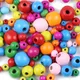 Perles Rondes en Bois Multicolores de 4/6/8mm pour Bijoux Bricolage Hochet pour Bébé Sucette
