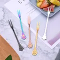 Fourchette à fruits en acier inoxydable 4 pièces/ensemble fleurs créatives poignée nouveau