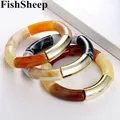 FishSheep – Bracelets acryliques de couleur or pour femmes Bracelet à breloques en résine