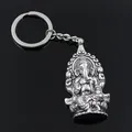 JOVintage Ganesha Buddha Elephant Metal Holder Keychain Silver Document Pendant DIY Gift New