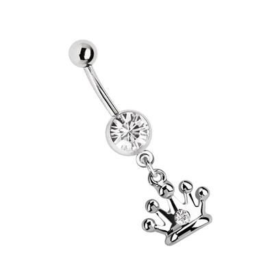 Bauchnabelpiercing ADELIA´S "Piercing Piercing Bauchnabelpiercing", Damen, transparent (klar), Chirurgiestahl, modisch, Piercings, 316l Stahl Banane - Anhänger mit Krone