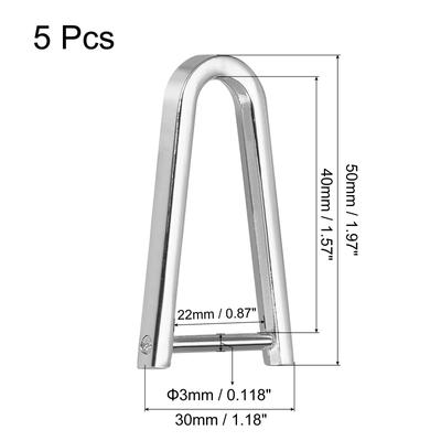 Purse Strap Rings, 5Pcs 50mm Metal Screw-in Shackle Buckle, Bag Craft