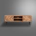 Modern Solid Wood Media Console with 2 Doors and Metal Legs