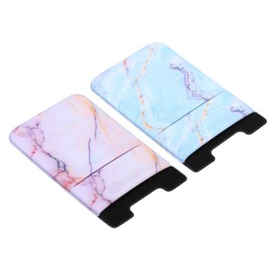 2Pcs Cellphone Credit Card Holder Stretchy Adhesive Phone Pouch Sleeve Pink Blue - Pink Blue Marbling