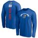 Men's Fanatics Branded Royal Kansas Jayhawks Playmaker Football Personalized Name & Number Long Sleeve T-Shirt