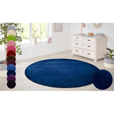 Teppich HANSE HOME "Shashi" Gr. 10, blau (dunkelblau), H:8,5mm Ø:200cm, Kunstfaser, Teppiche, Kurzflor, Unifarben, Teppich, Weich, Esszimmer, Kinderzimmer, Flur Image