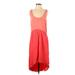 Left of Center Casual Dress - High/Low Scoop Neck Sleeveless: Pink Color Block Dresses - Women's Size Small