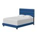 Everly Quinn Napoli Faux Leather Tri Panel Platform Bed Frame Upholstered/Faux leather in Blue | 49 H x 62.5 W x 83.75 D in | Wayfair