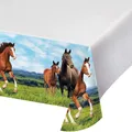 Nappe en plastique à thème cheval sauvage 130x220 cm fournitures de fête d'anniversaire décoration