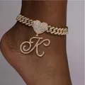 Mode A-Z Cursive Lettre Initiale Cubaine Bracelets De oral ille Bracelet Pour Femmes 14mm Glacé
