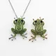 Collier à breloques en pierre de cristal vert pour femme grenouille or rose déclaration