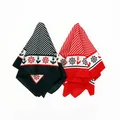 Bandana en coton pour hommes et femmes foulard carré rouge marine style marin imprimé rayé