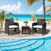 3-Piece Outdoor Wicker Furniture Set with Storage Table and Weather-Resistant Cover - 24.5"x 23.5"x 30.5" (L x W x H)