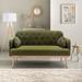 Modern Velvet Accent Sofa with Square Arms and Tapered Metal Legs, 31.89'' H x 55.12'' W x 26.77'' D, Green