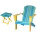 Riverstone Solid Cedar Adirondack Extra Wide Chair with build in bottle opener & matching folding table - Tropical Beach