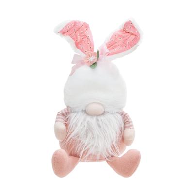 Sitting Pink Bunny Ear Gnome