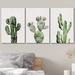 IDEA4WALL Green Southwestern Desert Cactus Western Botanical Framed Canvas 3 Pieces Painting Print Wall Art Canvas in Green/White | Wayfair