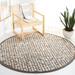 Blue/Brown 72 x 72 x 0.5 in Area Rug - George Oliver Dlinda Gingham Handmade Round 6' Area Rug in Hickory/Beige | 72 H x 72 W x 0.5 D in | Wayfair