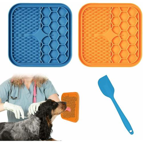 Hundeleckmatte, 3 Stück Hundeleckmatte mit Saugnapf (Orange Hundeleckmatte + Blaue Katzenleckmatte