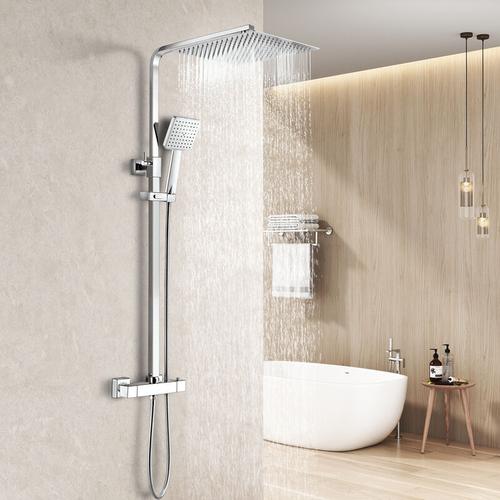 Duschsystem mit Thermostat Regendusche Duschset, 304 Edelstahl Duschsäule mit Kopfbrause und