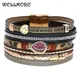 WELLMORE – bracelets en cuir pour femmes 6 couleurs style bohémien de luxe aimant breloque