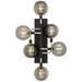 Viaggio 19" Wide Black with Smoke Glass 6-Light Wall Sconce