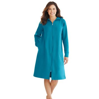 Plus Size Women's Short Hooded Sweatshirt Robe by Dreams & Co. in Deep Teal (Size 5X)