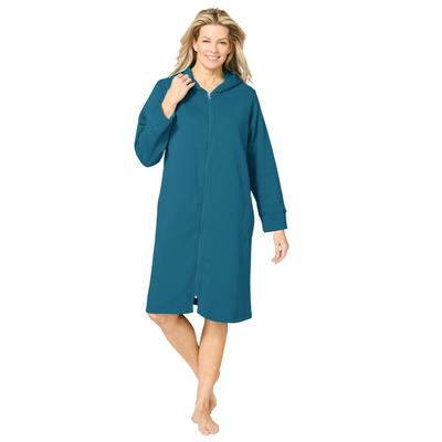 Plus Size Women's Short Hooded Sweatshirt Robe by Dreams & Co. in Deep Teal (Size 5X)