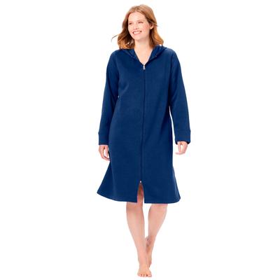 Plus Size Women's Short Hooded Sweatshirt Robe by Dreams & Co. in Evening Blue (Size 5X)