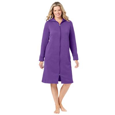 Plus Size Women's Short Hooded Sweatshirt Robe by Dreams & Co. in Plum Burst (Size 2X)