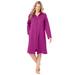 Plus Size Women's Short Hooded Sweatshirt Robe by Dreams & Co. in Rich Magenta (Size L)