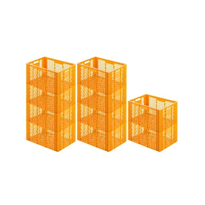 PROREGAL 10x Eurobehälter Bäcker- & Konditorenkasten | HxBxT 34,9x40x60 | 70 Liter | Gelb-Orange | Brötchenkiste, stapelbare Bäckerkiste Image